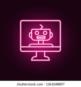 Smart Computer Neon Icon. Elements Of Artifical Intelligence Set. Simple Icon For Websites, Web Design, Mobile App, Info Graphics