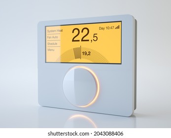 Smart Digital, Programmable Thermostat Isolated On White, 3D Illustration