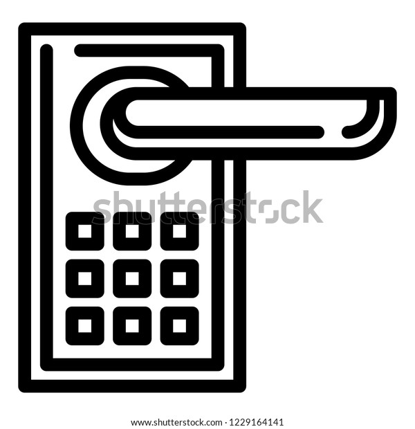 Smart door lock icon.\
Outline smart door lock icon for web design isolated on white\
background