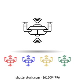 Smart Drone Multi Color Style Icon. Simple Thin Line, Outline Of Artifical Intelligence Icons For Ui And Ux, Website Or Mobile Application