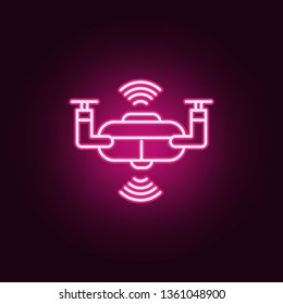 Smart Drone Neon Icon. Elements Of Artifical Intelligence Set. Simple Icon For Websites, Web Design, Mobile App, Info Graphics