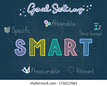 SMART Goal Setting pastel tone on a grid paper background 
