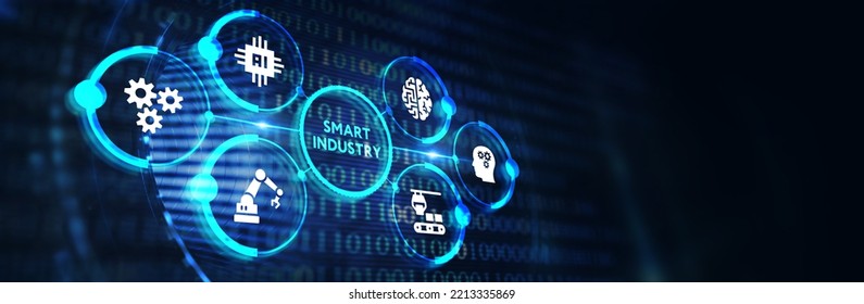 Smart Industry 4.0 Manufacturing Technology Concept. 3d Illustration