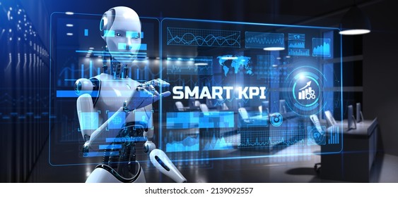 Smart Kpi Key Performance Indicator Robot Stock Illustration 2139092557