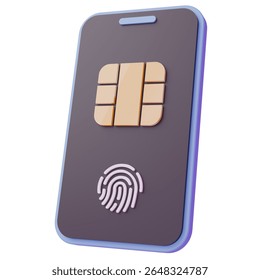 Smart Pay with built-in IC chip and fingerprint recognition. 3d illustration icon.