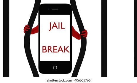 Smart Phone Breaking Out Of Jail 3d Render