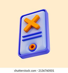 Smart Phone Cross Icon 3d Render Concept For Incorrect Information Disable Wrong System