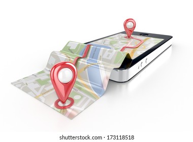 Smart Phone Navigation - Mobile Gps 3d Illustration