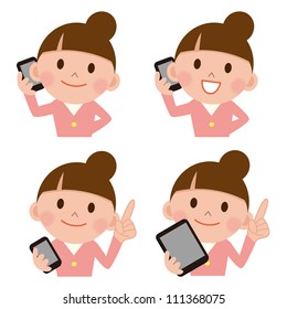 スマホ 女性 アジア人 のイラスト素材 画像 ベクター画像 Shutterstock