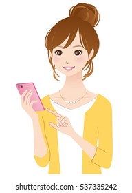 スマホ 女性 アジア人 のイラスト素材 画像 ベクター画像 Shutterstock