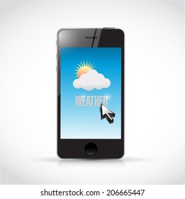 Smart Phone Weather App Illustration Design Over A White Background