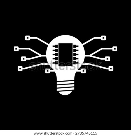 Smart technology light bulb icon isolated on black background