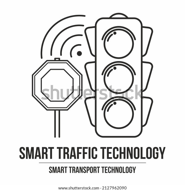 Smart traffic\
control. Smart Traffic Light icon, smart road reflecting the\
intelligence in taking the road. \
