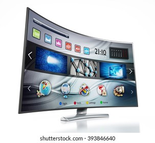 Smart TV With Fictitious Interface Design Showing Main Screen