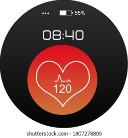 Smart Watch Displaying Heart Rate In Health Monitor App