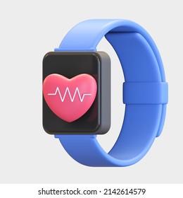 Smart Watch With Heart Rate Counter Icon 3d Illustration Render