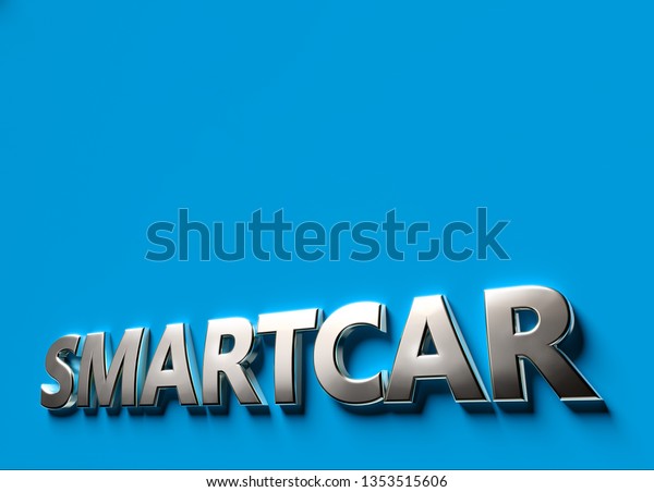 Smartcar word as 3D sign or logo concept placed\
on blue surface with copy space above it. New smartcar technologies\
concept. 3D\
rendering