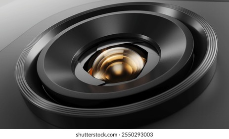 Smartphone camera lens macro view - 3d illustration