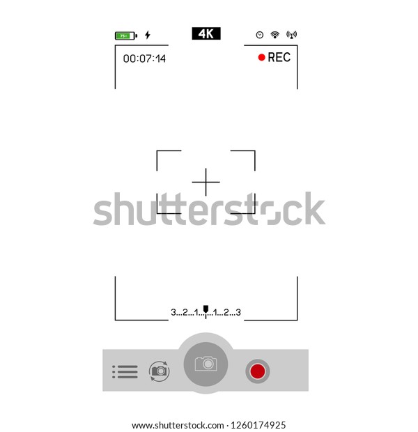 スマートフォンカメラの縦型ファインダーテンプレート 白い背景に4kの電話解像度ビデオレックフレーム 動画のスナップショット写真を記録 のイラスト素材