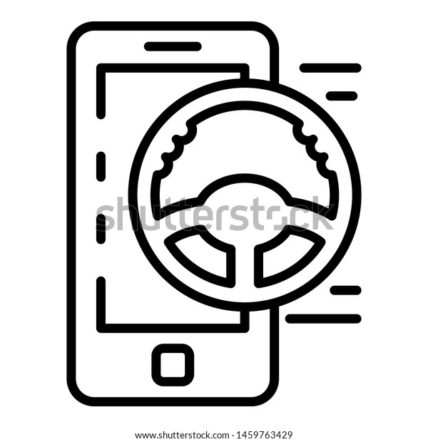 Smartphone car\
sharing icon. Outline smartphone car sharing icon for web design\
isolated on white\
background