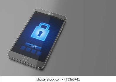 Smartphone with closed lock screen. 3D Illustration