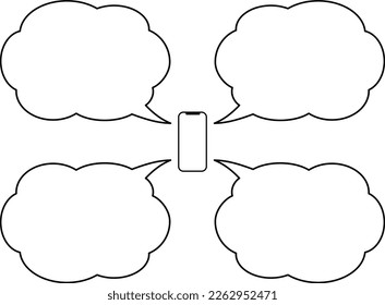 Smartphone and cloud-shaped speech bubble