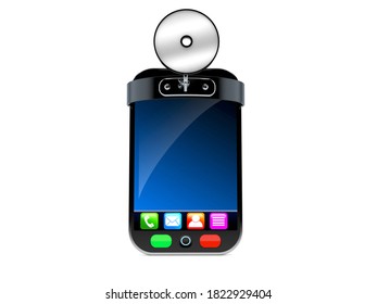 Smartphone With Doctor Mirror Isolated On White Background. 3d Illustration