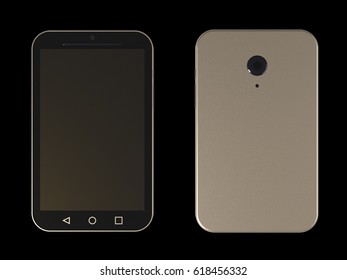 smart-phone, front and back, 3d render