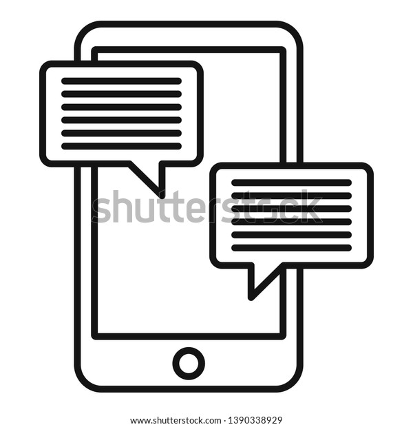 Smartphone learning\
chat icon. Outline smartphone learning chat icon for web design\
isolated on white\
background