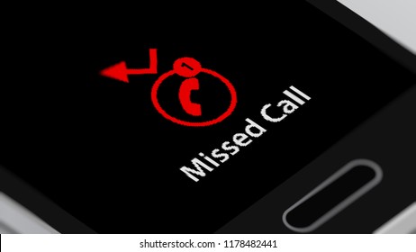 Smartphone With Missed Call On Smart Phone Screen. 3D Illustration.
