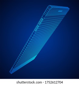 Smartphone mobile touch screen display. Polygonal geometric design connected lines. Wireframe low poly mesh 3d render illustration. - Shutterstock ID 1752612704