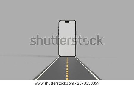 smartphone mobile using phone tablet display mockup empty blank object road object dicut technology electronic banner graphic design advertisement marketing sale way speed branding showing.3d render