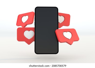 smartphone mockup with love icon. 3d render