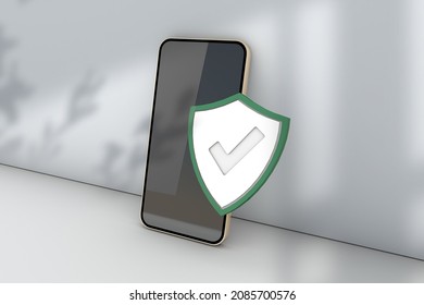 smartphone mockup online security concept . 3d render
