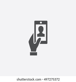 Smartphone Selfie Icon, On White Background
