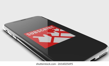 Smartphone with subscribe button on the screen.