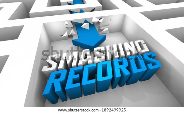 Smashing Records Breaking High Level Score\
Top Winner Maze Arrow Words 3d\
Illustration