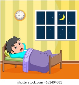 Smile Little Boy Sleeping Bed Stock Illustration 651404881 | Shutterstock