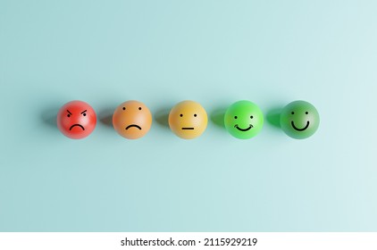 Smile normal and sad emotion face for customer evaluation and client satisfaction concept by 3d render. - Shutterstock ID 2115929219