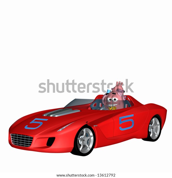 Smiley Aorta - Racing Heart Smiley heart racing a\
sports car.