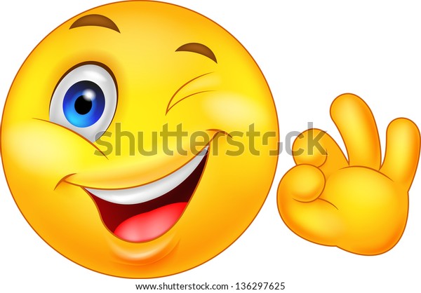 Smiley Emoticon Ok Sign Stock Illustration 136297625