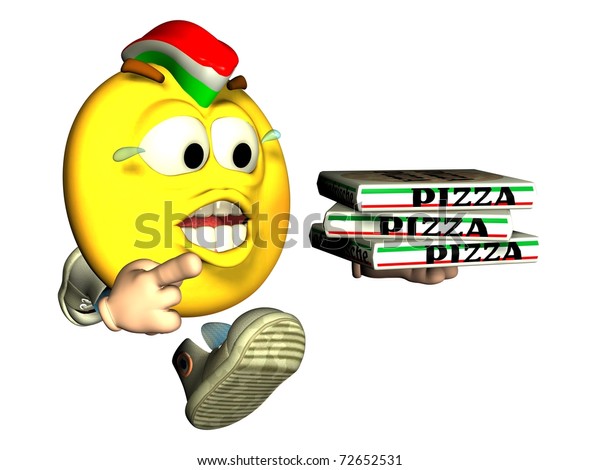 Smiley Running Pizza Stock Illustration