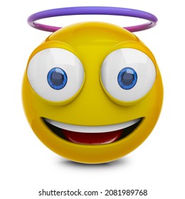 Smiling Angel Emoji 3d Emoticons Face Stock Illustration 2081989768