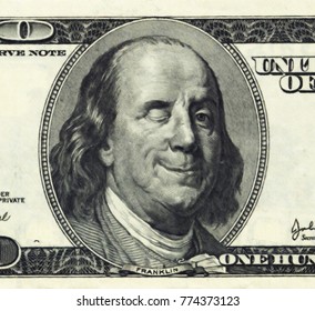 Smiling Ben Franklin With Wink. 3D Rendering