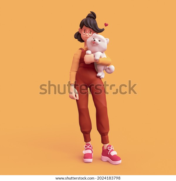 Smiling Brunette Girl Glasses Wearing Brown Stock Illustration