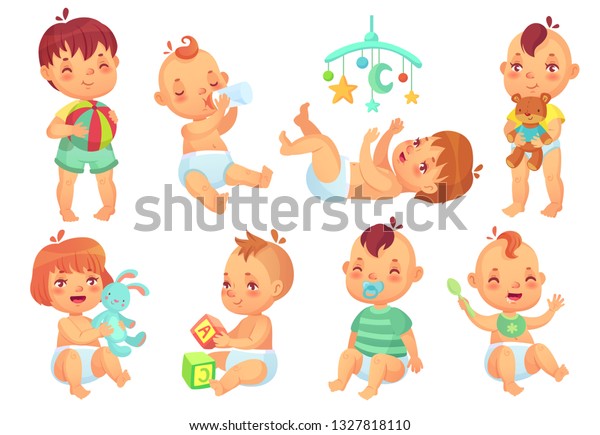 Smiling Cartoon Baby Happy Cute Little Stock Illustration 1327818110