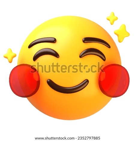 Smiling face with flushed cheeks 3D Emoji Illustrations Pack