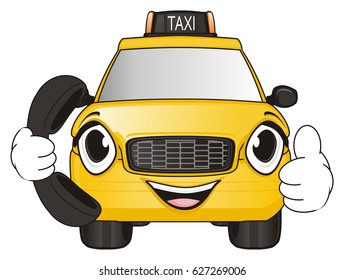 Smiling Face Taxi Car Show Gesture Stock Illustration 627275879