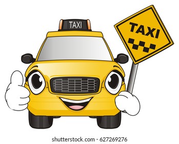 Smiling Face Yellow Taxi Car Hold Stock Illustration 627269276 ...