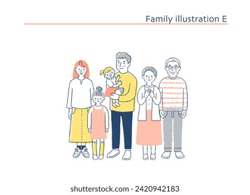 Smiling family whole body illustration - Powered by Shutterstock